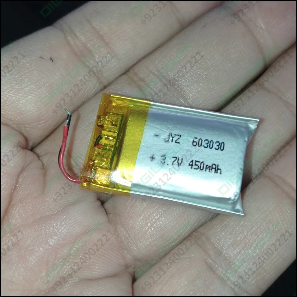 20mm x 30mm 8mm 3.7v 450ma Li Ion Battery In Pakistan