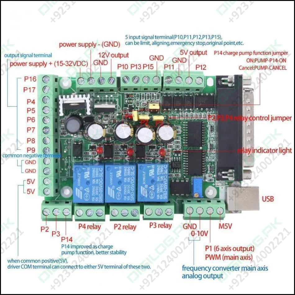 4 Axis 6 Cnc Breakout Board Stepper Motor Driver Mach3v2.1-l