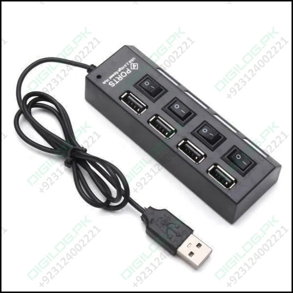 4 Port Usb Hub Hi-speed 2.0 With Power Leds