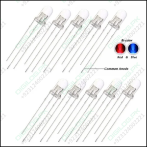 5mm Diffused Blue And Red Common Cathode 3 Pin Round Led