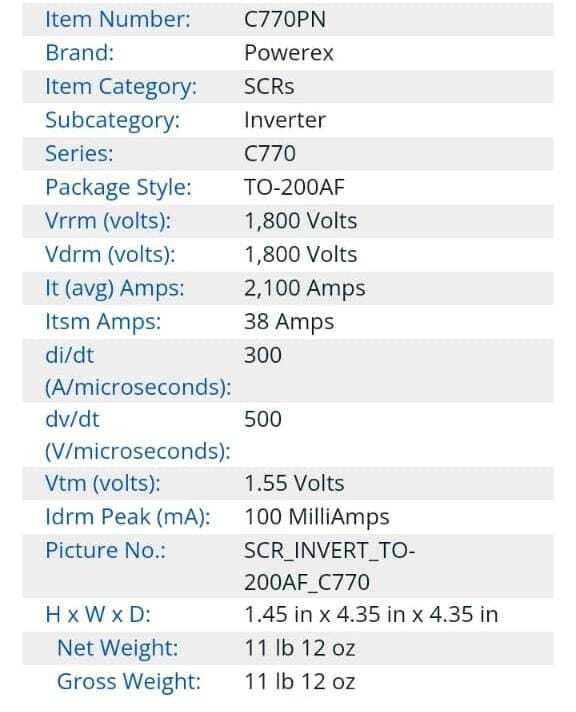 New SCR thyristor C770PN in Pakistan