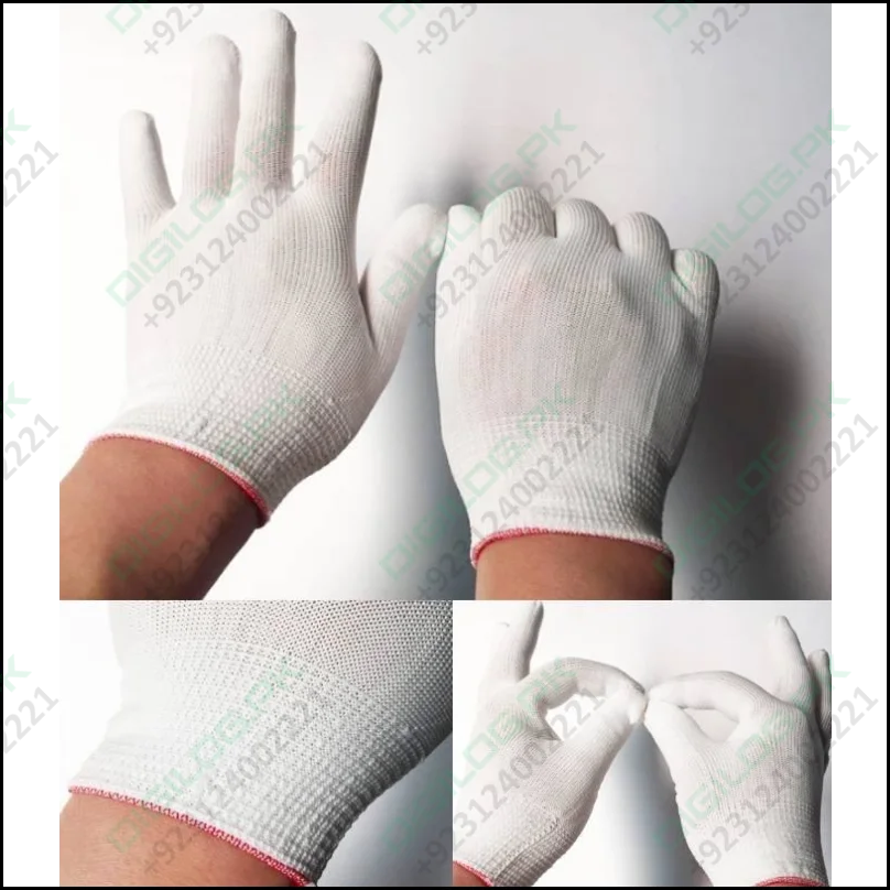 Electronic Anti Static thin Nylon white gloves 13 Knitted