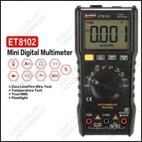 Et8102 True Rms Digital Display Pocket Size Multimeter 1000v