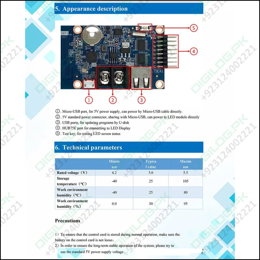 Hd Wf1 Hub75 Full Color Led Sign Control Card Text