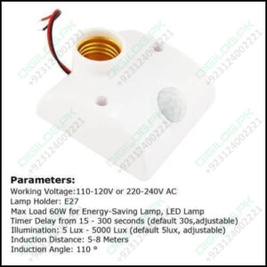 Pir Infrared Motion Sensor Led Lamp Wall Mounted Bulb Holder